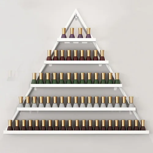 Miniatura 12 de Estante organizador de perfume montado en la pared, estante triangular de metal para esmalte de uñas, estante de exhibición de aceites esenciales