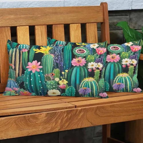 Miniatura 4 de EKOBLA Fundas de almohada decorativas Cactus estilo granja para sofá, cama, almohadas lumbares rectangulares oblongas de 12x20 pulgadas, con plantas