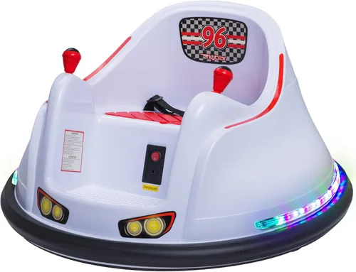 Coche eléctrico FunPark de Flybar para montar, de 6 V, para niños de 1,5 a 4 años, luces LED, giro de 360°, soporta hasta 29,9 kg (sin control 6 V