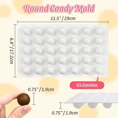 Miniatura 2 de Moldes de chocolate pequeños, moldes de silicona de 35 cavidades para dulces, molde de chocolate para decoración de pasteles, bandeja de cubitos