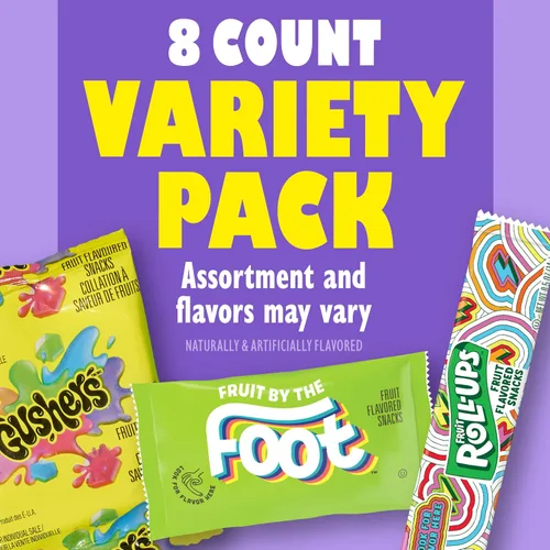 Miniatura 3 de Fruit Roll-Ups, Fruit by the Foot, Gushers Fruit Flavored Snacks paquete variado, sin gluten, 8 unidades, 5.1 onzas (paquete de 8)