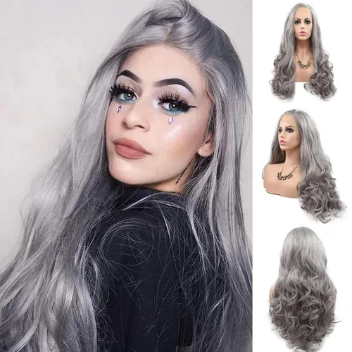 Miniatura 32 de Peluca Baby Blue para Mujeres, las Mejores Pelucas de encaje frontal azules, predepiladas, largas onduladas, peluca de cabello real, sin pegamento