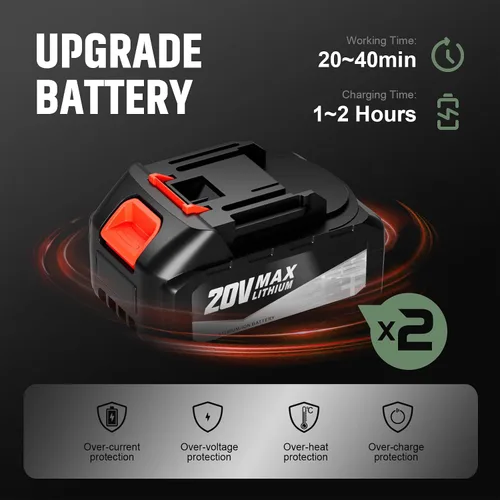 Miniatura 3 de Motosierra sin escobillas de 12" de 20V, motosierra eléctrica inalámbrica, motosierra portátil de mano, motosierras para poda de ramas y corte