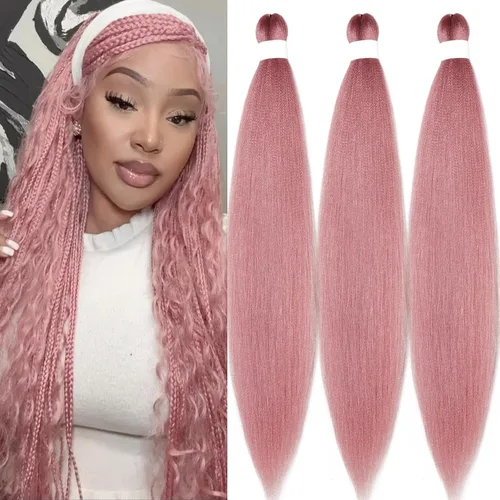 Miniatura 31 de Cabello para Trenzar Naranja Jengibre Pre-Estirado Kanekalo Cabello para Trenzar Pre-estirado 26 pulgadas Extensiones de Cabello Sintético