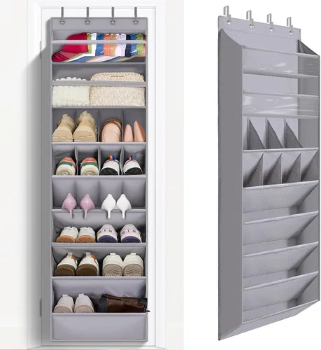 Miniatura 10 de FENTEC 1 paquete de organizadores de zapatos para colgar sobre la puerta, organizador de zapatos colgante con bolsillo profundo grande para zapatos