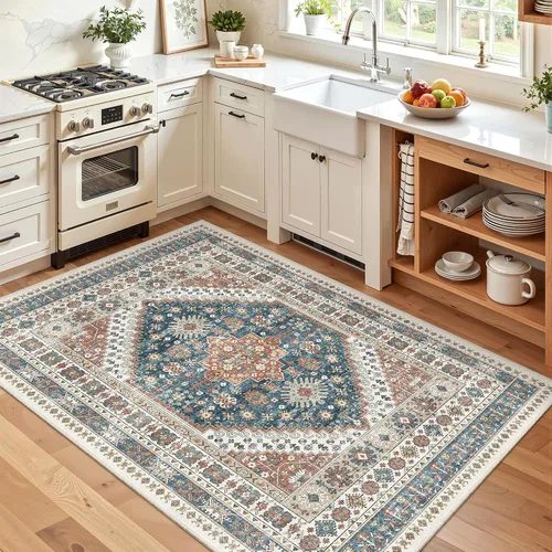 Miniatura 500 de Madane Tapete lavable de 2 x 10 pies para pasillo, cocina, recibidor, clásico, suave, antideslizante para interiores, casa de campo, baño, sala