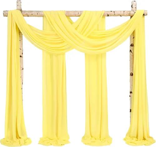 Miniatura 44 de Cortinas de arco de boda, 8 paneles de 28" x 20 pies, cortinas de tela de gasa blanca para ceremonia y recepción Blanco
