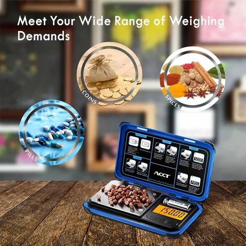 Miniatura 6 de Báscula de bolsillo de precisión, 7.05 oz x 0.00 oz, báscula digital de alimentos con pantalla LCD, conversión de un solo clic, 6 unidades, mini Azul