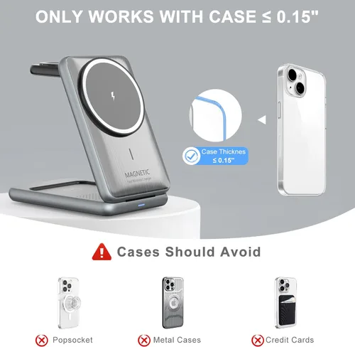 Miniatura 6 de Estación de carga inalámbrica para iPhone: Xpencifan Travel 3 en 1 Cargador Soporte Múltiples Dispositivos para Apple Watch Ultra SE 9 8 7 6 5 4 3 2