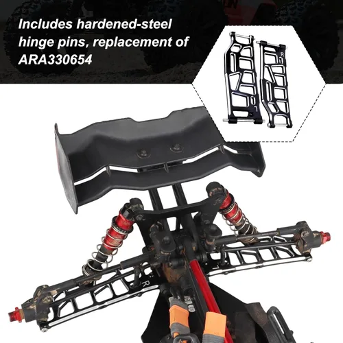 Miniatura 4 de Brazos de suspensión inferiores traseros de aluminio para Arrma 1/8 Kraton/Outcast/Notorious/Talion 6S BLX, piezas de actualización, reemplaza Negro