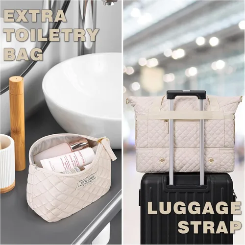 Miniatura 5 de Bolsos Weekender para mujer, Beige, Bolsa de viaje