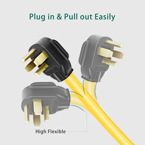 Miniatura 6 de Adaptador de Cable NEMA 14-30P a 14-50R para Cargador EV, Compatible con Alquiler, Enchufe Macho de 4 Puntas de Toma de Secadora 125V/250V a