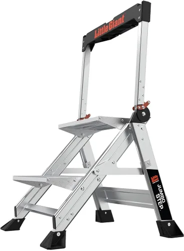 Miniatura 2 de Little Giant Escaleras, escalón jumbo, 2 escalones, 2 pies, taburete de aluminio, tipo 1AA, clasificación de peso de 375 libras, (11902), plata