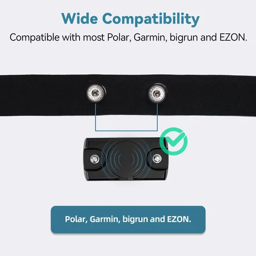 Miniatura 6 de Correa de pecho para monitor de frecuencia cardíaca de repuesto: ajustable, impermeable, compatible con Polar, Garmin