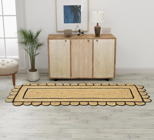 Miniatura 19 de GRUHUM Alfombra rectangular de yute de fibra natural, tejida a mano, estilo bohemio, reversible, respetuosa con el medio ambiente, trenzada, suave