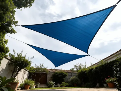 Miniatura 19 de Parasol triangular 12 x 12 x 12 pies, toldo estilo vela, bloqueador de UV para patio y exterior, de la marca LyShade, Azul cadete