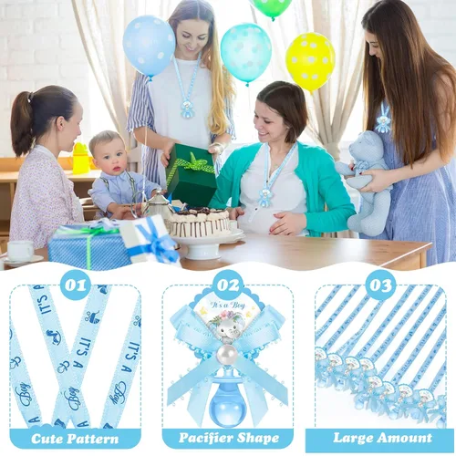 Miniatura 3 de Remuuly 60 piezas de chupetes de baby shower, lindo elefante acrílico, chupete de regalo de fiesta, chupetes para niñas, niños, baby shower, fiesta