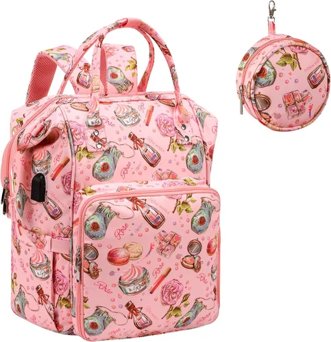 Miniatura 13 de crochet bag,knitting bagBackpack and Tote Bag Storage Bag ，Large capacityYarn Storage Organizer Travel Crochet Bag Women Carrying Crochet Rosa y Gris