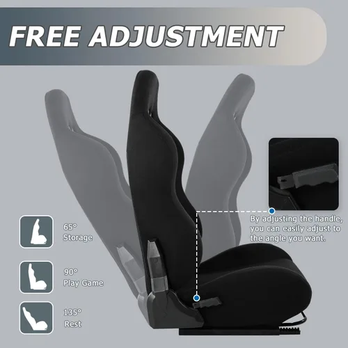 Miniatura 6 de Minneer Asiento de carreras de doble bloqueo deslizante de carga de 300 libras, ángulo ajustable, cómodo, ergonómico, asiento grande y alto, silla