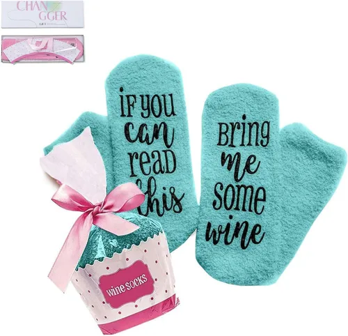 Miniatura 46 de CHANGGER Calcetines unisex con texto en inglés "If You Can Read This Bring Me Some Fuzzy Funny Saying Crew Socks Christmas Unisex Gift
