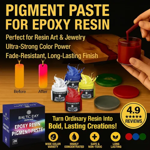 Miniatura 3 de BALTIC DAY Juego de pasta de pigmentos epoxi de 50 colores – Colorante de resina opaco, tinte epoxi de alta concentración y polvo de mica para arte