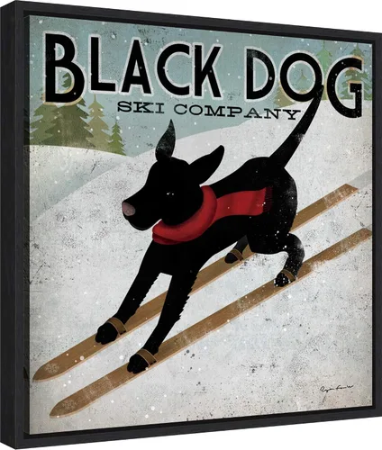 Miniatura 2 de Amanti Art Lienzo enmarcado para pared, diseño de perro negro (cuadrado) de Ryan Fowler (16 pulgadas de ancho x 16 pulgadas de alto), marco negro