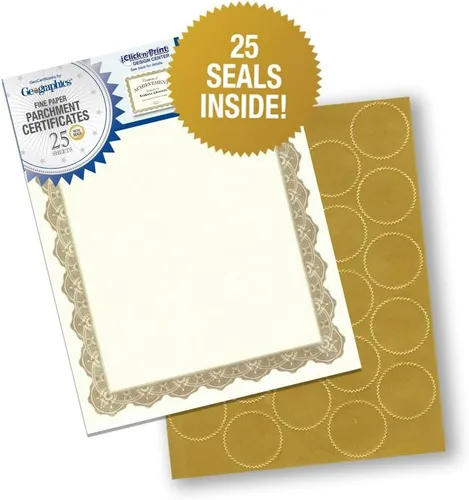 Miniatura 2 de Geographics Optima Gold - Papel de certificado de premio en blanco con sellos de lámina dorada, 8.5 x 11 pulgadas, sello de 1.75 pulgadas