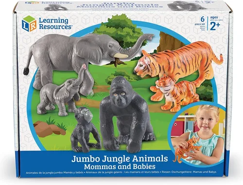 Miniatura 7 de Learning Resources Jumbo Jungle Animals Mommas y Bebés - Juguetes de animales de safari, figuras de animales pequeños, figuras de juguete