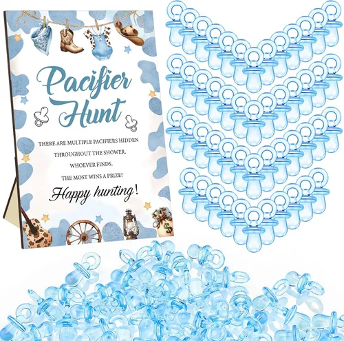 Miniatura 30 de Thyle Juego de 51 piezas de chupete de caza para baby shower, incluye signo de caza y 50 chupetes acrílicos para decoración de juegos de baby Rosa