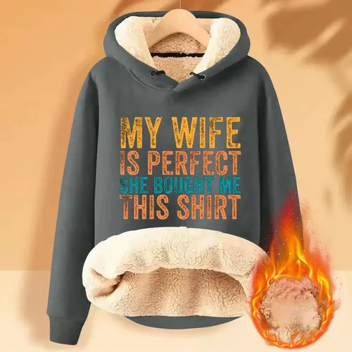 Miniatura 3 de Womens Hoodies, My Wife is Perfect She Bought Me This Shirt Hooded Fleece Sweatshirt Simple Sayings Funny Letter Print Tops