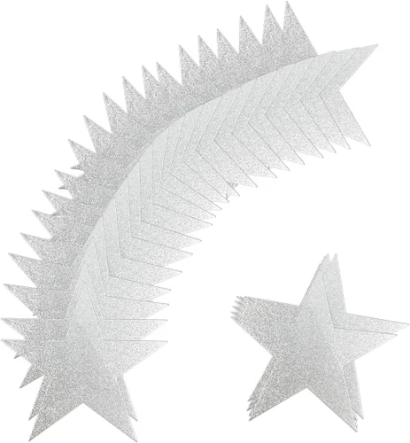 Miniatura 8 de 60 recortes de estrellas con purpurina, estrellas de papel impresas dobles, 6 pulgadas, suministros de decoración de fiesta de boda y aula (dorado)