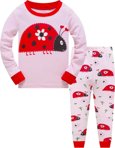 Miniatura 25 de Popshion Pijamas de sirena para niñas pequeñas, juego de 2 piezas, ropa de dormir 100% algodón, ropa para niños, pijamas estilo mariquita