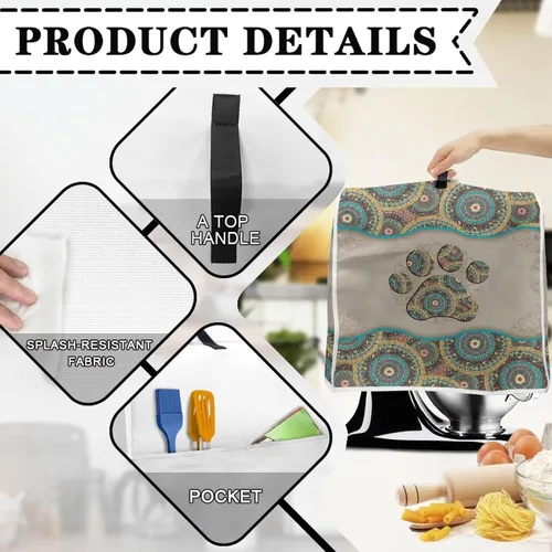 Miniatura 4 de Funda para mezclador de cocina de pata de perro bohemio compatible con ayuda de cocina de 4.5 a 5 cuartos de galón, batidora de pie Hamilton