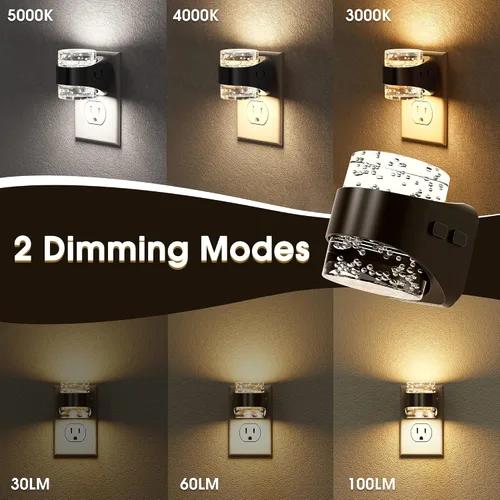 Miniatura 2 de Briignite - Luz nocturna LED enchufable en la pared - Luz nocturna regulable con diseño de burbuja 3000K/4000K/5000K y 3 niveles de brillo