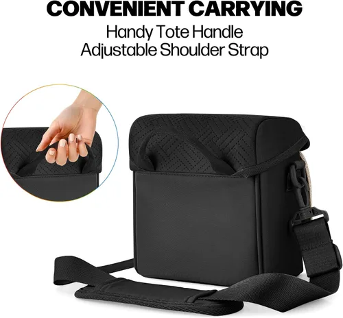 Miniatura 4 de Bolsa bandolera para cámara compatible con Polaroid Now 2ª/3ª cámara instantánea, bolsa cruzada con correa ajustable, color negro