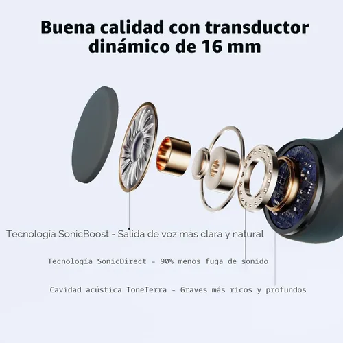 Miniatura 6 de Haowolf Auriculares de conducción ósea, Bluetooth 5.4 con micrófono abierto IPX8 impermeables, auriculares de natación 10 horas de reproducción