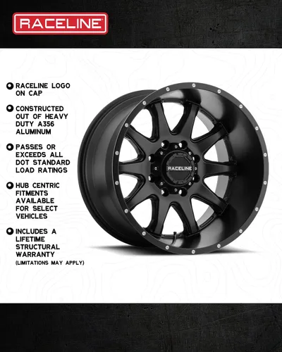 Miniatura 2 de Ruedas Raceline 159B SPIKE Negras Brillantes 18X8" 5X127 Patrón de Pernos +35mm de Desplazamiento/(5.88"B/S) 10 Radios de Aluminio para Auto