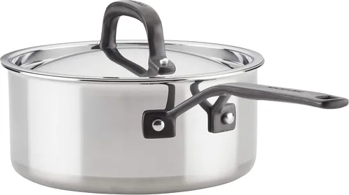 Miniatura 7 de KitchenAid Juego de ollas y sartenes de acero inoxidable pulido de 5 capas, 10 piezas