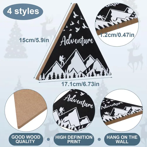 Miniatura 3 de Jetec Letrero de madera de montaña de 3 tamaños para cabaña, decoración de pared de montaña rústica, letrero de decoración de cabina de campamento