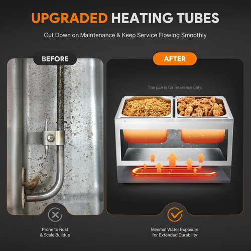 Miniatura 5 de WILPREP Calentador de alimentos comercial, calentador eléctrico de 1500 W para mostrador con control de temperatura ajustable de 86-185 °F
