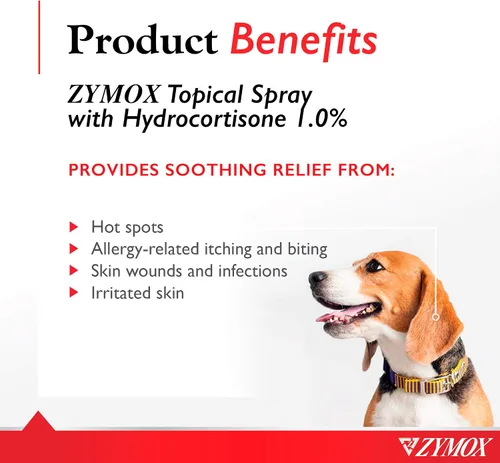 Miniatura 2 de Zymox Spray tópico para puntos calientes para perros y gatos con 1% de hidrocortisona, 2 onzas