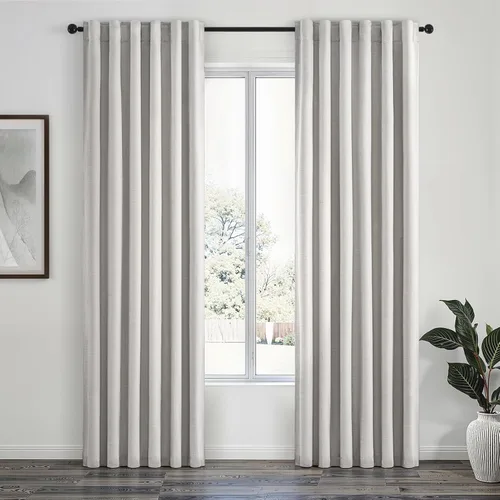 Miniatura 25 de Topfinel Cortinas opacas, blanco beige, 2 paneles, ventanas pequeñas, textura, mezcla de lino, bohemia, abedul, rural, gancho, bolsillo trasero