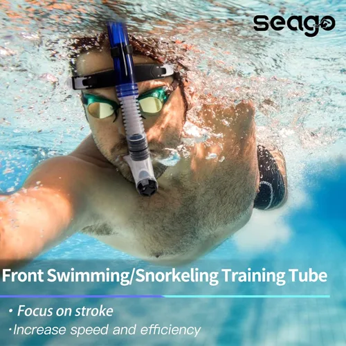 Miniatura 2 de Seago Swim Snorkel for Lap Swimming, Dry Top Front Swimmer Gear for Adult Youth, Training Equipment in Pool and Open Water with Comfy Easy to Adjust