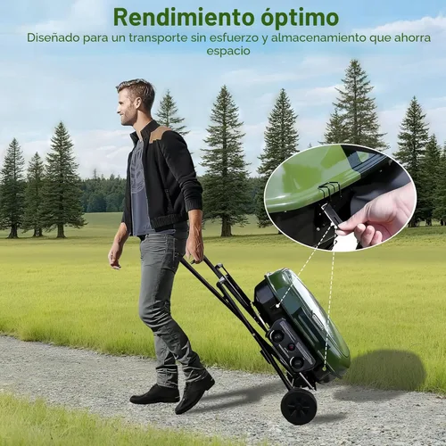 Miniatura 6 de Parrilla de gas portátil Brand-Man, parrilla de propano con soporte vertical y carro plegable y encendido de botón, ideal para camping, portón Verde