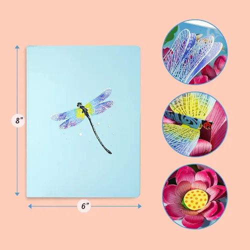 Miniatura 2 de CUTE POPUP Tarjeta desplegable 3D para mujer, libélula y loto, hecha a mano, tarjeta de felicitación de cumpleaños, día de la madre, pensando en ti