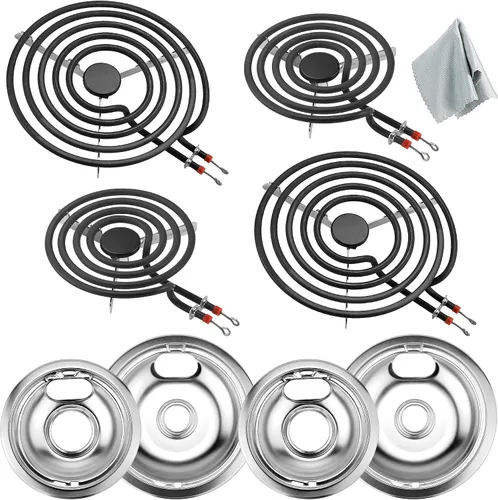 Miniatura 9 de Sartenes de goteo para estufa eléctrica y quemador de estufa MP22YA de repuesto para estufa eléctrica W-hirlpool Ken-more Ama-na, 2 x 6 pulgadas y 2