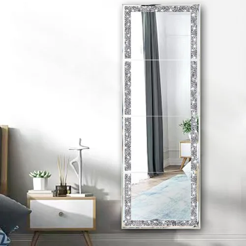 Miniatura 4 de Meetart Azulejos de Espejo de Cuerpo Entero, Espejo de Pared Corporal de Diamante Triturado de Cristal, 14''x11'' 4 Piezas de Vidrio Sin Marco