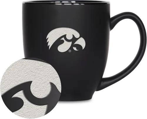 Miniatura 96 de Rico Industries - Taza de cerámica mate negra con grabado láser estándar de 15oz para NCAA (escuelas T & U) - Para bebidas calientes o frías