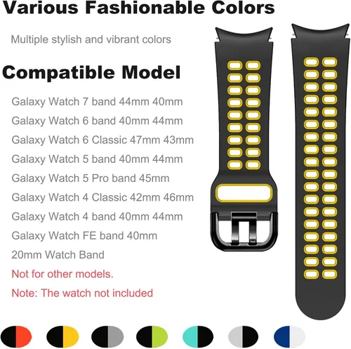 Miniatura 4 de Threeeggs Correa sin brecha para Samsung Galaxy Watch 7 6 5 4, 0.787 pulgadas, bandas de repuesto de liberación rápida para 5 Pro Band 1.772 in/4