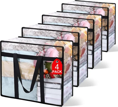 Miniatura 11 de 1 paquete de bolsas de almacenamiento transparentes para cobijas, organizadores de armario de vinilo para ropa y edredones, contenedores
